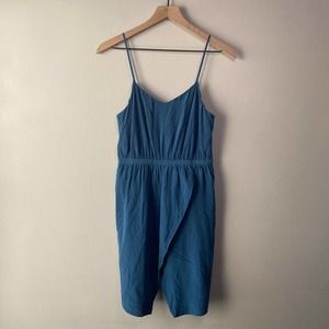 Madewell Cocktail Silk Mini Dress, Teal Blue, Size 0